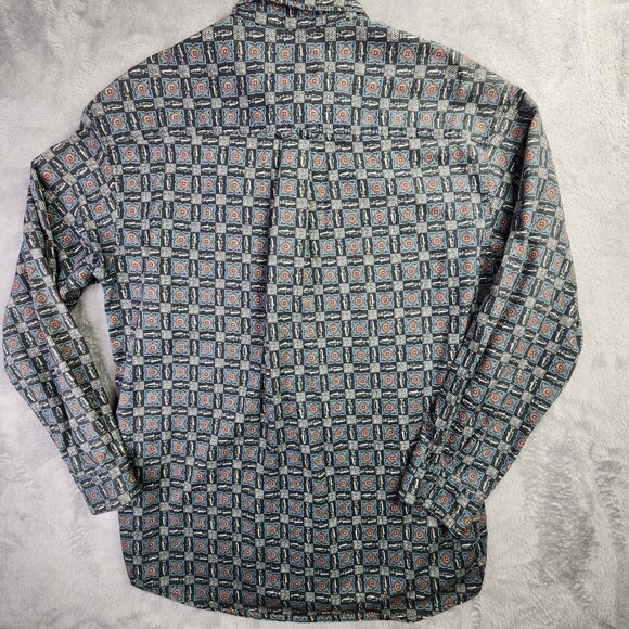Woolrich Shirt Mens L Blue Fish All Over Print Cotton Long Sleeve Fishing Gorp - Picture 5 of 10